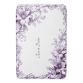 Stylish Purple Flowers Bath Mat Badematte (Vorderseite Vertikal)