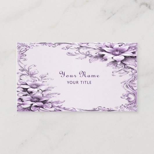 Stylish Purple Flowers Business Card Visitenkarte (Vorderseite)