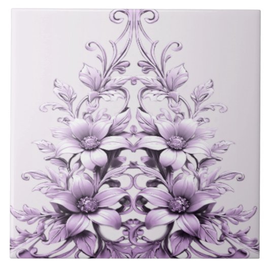 Stylish Purple Flowers Ceramic Tile Fliese (Vorderseite)
