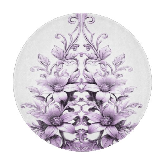 Stylish Purple Flowers Cutting Board Schneidebrett (Vorderseite)