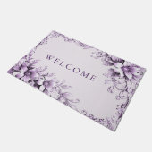 Stylish Purple Flowers Doormat Fußmatte (Schrägansicht)