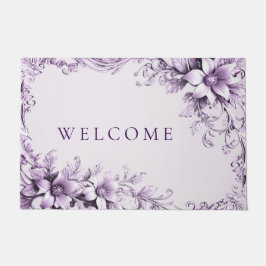Stylish Purple Flowers Doormat Fußmatte