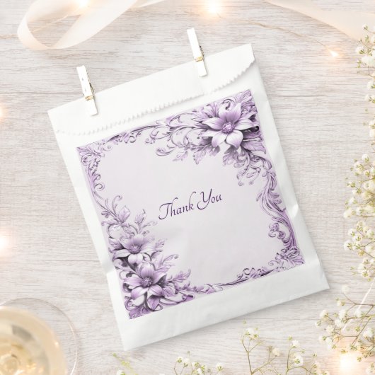 Stylish Purple Flowers Favor Bag Geschenktütchen (Ausgeschnitten)