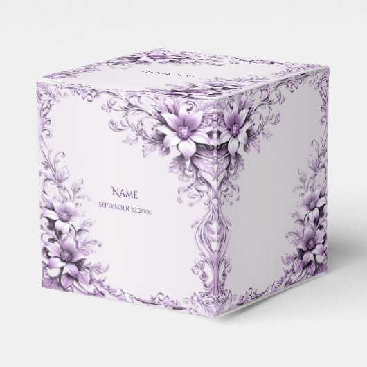Stylish Purple Flowers Favor Box Geschenkschachtel (Vorderseite)