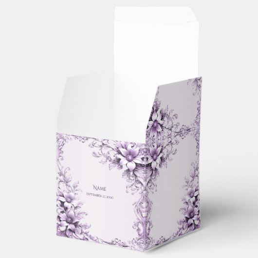 Stylish Purple Flowers Favor Box Geschenkschachtel (Geöffnet)