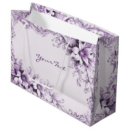 Stylish Purple Flowers Gift Bag Große Geschenktüte