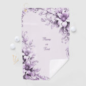 Stylish Purple Flowers Golf Towel Golfhandtuch (Insitu)