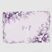 Stylish Purple Flowers Golf Towel Golfhandtuch (Horizontal)