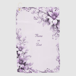 Stylish Purple Flowers Golf Towel Golfhandtuch