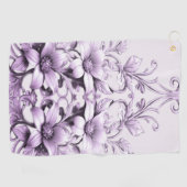 Stylish Purple Flowers Golf Towel Golfhandtuch (Horizontal)