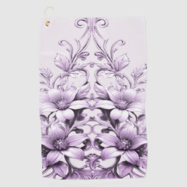 Stylish Purple Flowers Golf Towel Golfhandtuch