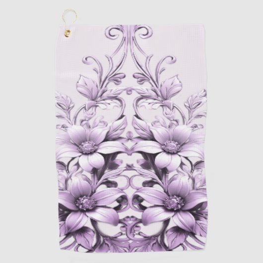 Stylish Purple Flowers Golf Towel Golfhandtuch (Vorderseite)