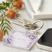 Stylish Purple Flowers Keychain Schlüsselanhänger (Vorderseite rechts)