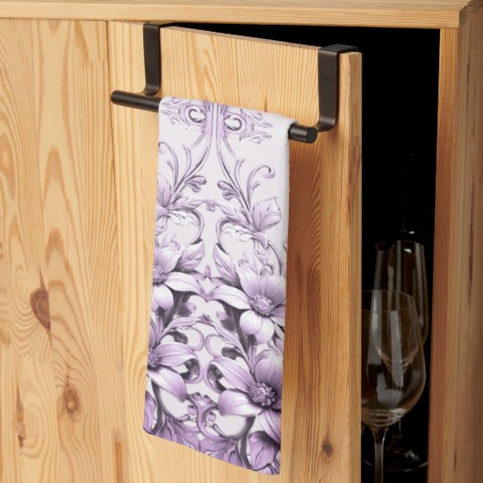 Stylish Purple Flowers Kitchen Towel Geschirrtuch (Drittel gefaltet)