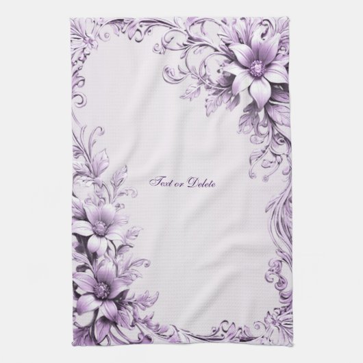 Stylish Purple Flowers Kitchen Towel Geschirrtuch (Vertikal)