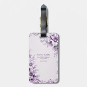Stylish Purple Flowers Luggage Tag Gepäckanhänger (Rückseite vertikal)