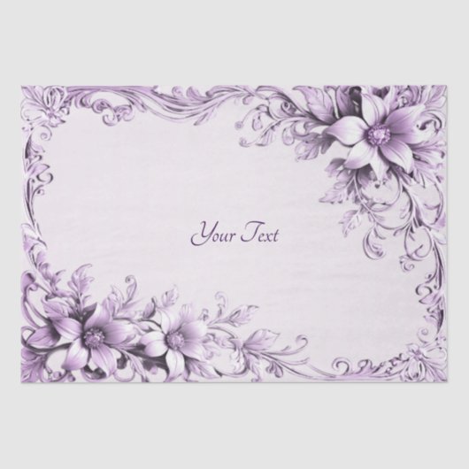 Stylish Purple Flowers Tissue Paper Seidenpapier (Vorderseite)