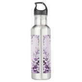 Stylish Purple Flowers Water Bottle Edelstahlflasche (Rückseite)