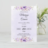 Stylish Purple Minimalist Floral Wedding Einladung (Stehend Vorderseite)