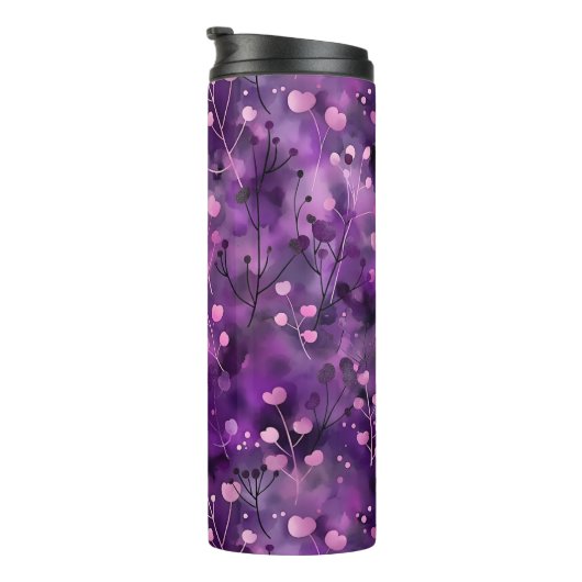Stylish purple pink abstract floral pattern thermosbecher (Nach rechts gedreht)