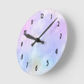 Stylish Purple Pink Blue Abstract Watercolor Runde Wanduhr (Winkel)