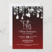 Stylish Red 50. Geburtstagsparty Einladung (Vorderseite)