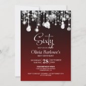 Stylish Red 60. Geburtstagsparty Einladung (Vorderseite)