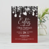 Stylish Red 80. Geburtstagsparty Einladung (Stehend Vorderseite)