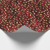 Stylish Red and Gold Foil Leopard Spots Geschenkpapier (Ecke)