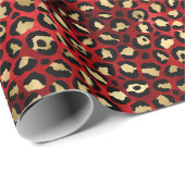 Stylish Red and Gold Foil Leopard Spots Geschenkpapier (Rolleneckpunkt)