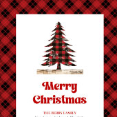 Stylish red black plaid Christmas bag custom name Mittlere Geschenktüte