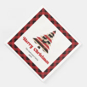 Stylish Red Black Plaid Christmas Napkin Custom Serviette (Ecke)