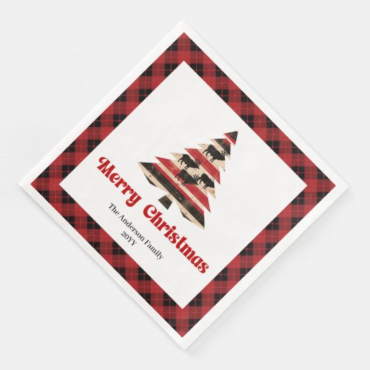 Stylish Red Black Plaid Christmas Napkin Custom Serviette (Ecke)