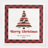 Stylish Red Black Plaid Christmas Napkin Custom Serviette (Vorderseite)