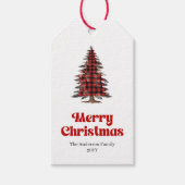 Stylish Red Black Plaid Christmas Tag Geschenkanhänger (Vorderseite)