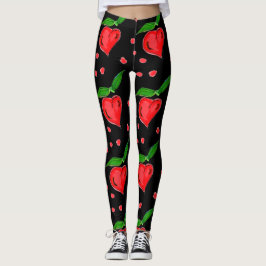 Stylish Red Candy Hearts Leggings