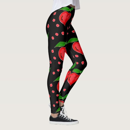Stylish Red Candy Hearts Leggings (Rechts)
