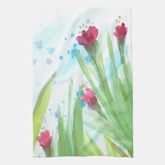 Stylish Red Floral Geschirrtuch (Vertikal)