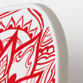 Stylish Red Mandala Blume Boho Name & Initials Pickleball Schläger (Linke Seite)