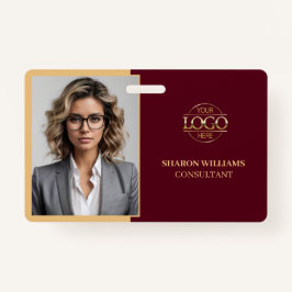 Stylish Red Minimalistisch Company Employee Foto I Ausweis