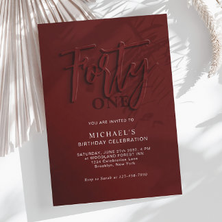 Stylish Red Script 40. Erwachsene Geburtstag Einladung