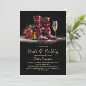 Stylish Red Sequin Boots and Bubbly Bridal Shower Einladung (Stehend Vorderseite)