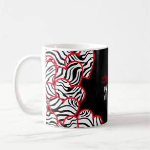 Stylish Red Sweet 16 Zebra Herzdesign Name Kaffeetasse