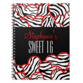 Stylish Red Sweet 16 Zebra Herzdesign Name Notizblock (Vorderseite)