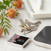 Stylish Red Sweet 16 Zebra Herzdesign Name Schlüsselanhänger (Seite)