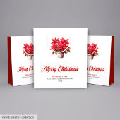 Stylish Red White Poinsettia Custom Name Gift Bag Mittlere Geschenktüte