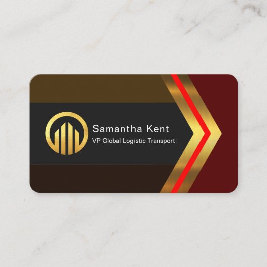 Stylish Retro Brown Shades Gold Arrow CEO Visitenkarte (Vorderseite)