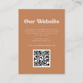 Stylish Retro Brown Zucker QR Code Hochzeitswebsit Begleitkarte (Vorderseite)