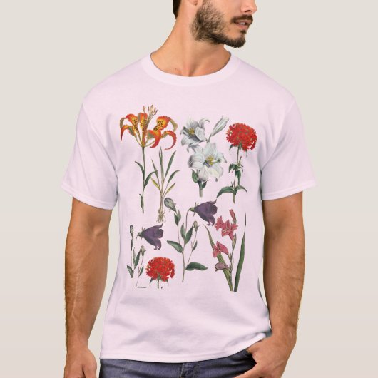 STYLISH RETRO FLORAL DESIGN WITH LILIES T-Shirt (Vorderseite)