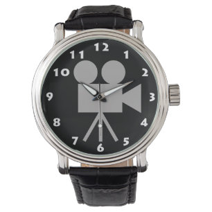 STYLISH RETRO MOVIE KAMERA MIT WEISSEN ZAHLEN ARMBANDUHR